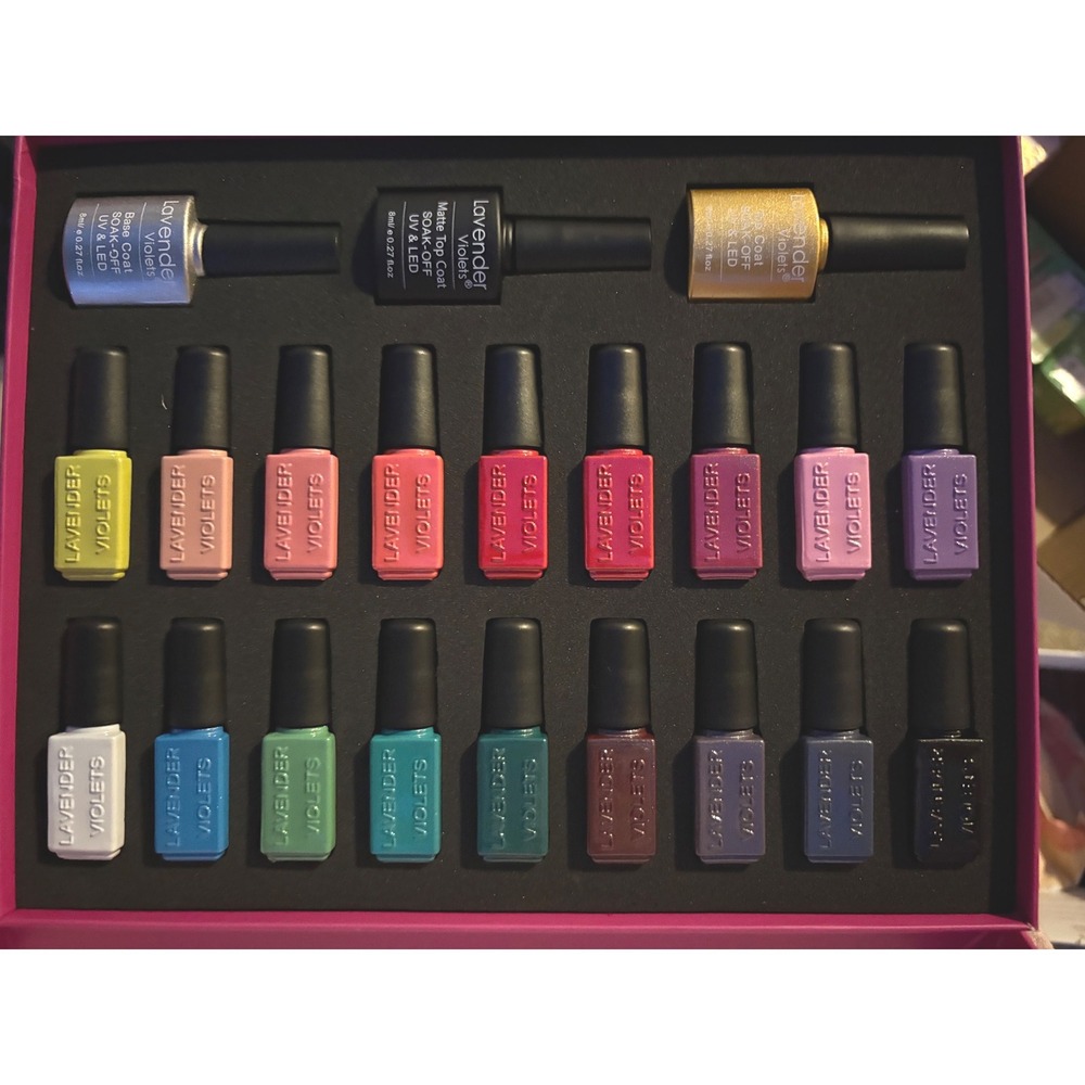 Lavender Violets 21 Pcs Soak Off Gel Nail Polish Set Matte Glossy Top Base Coat
